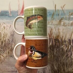 Bundle Field & Stream Outdoor Adventures Duck & Fishing Coffee Mugs set of 2